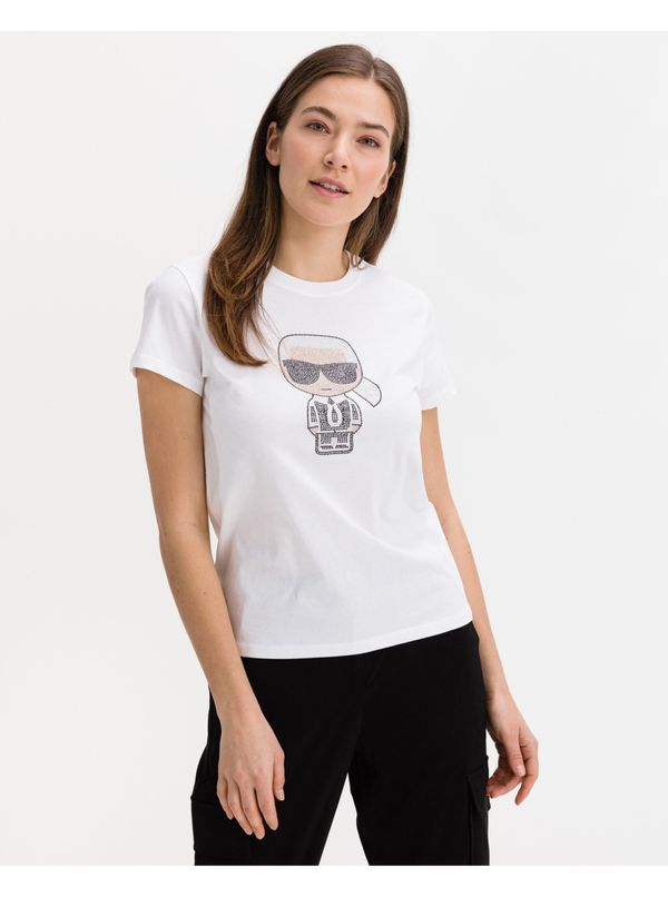 Karl Lagerfeld Women's white patterned T-shirt KARL LAGERFELD - Women