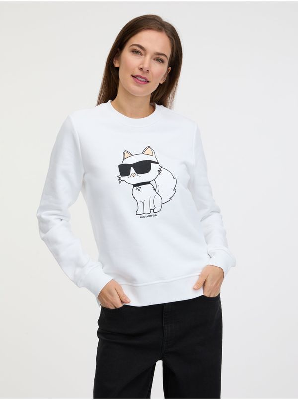 Karl Lagerfeld Women's white sweatshirt KARL LAGERFELD Ikonik 2.0 Choupette - Women