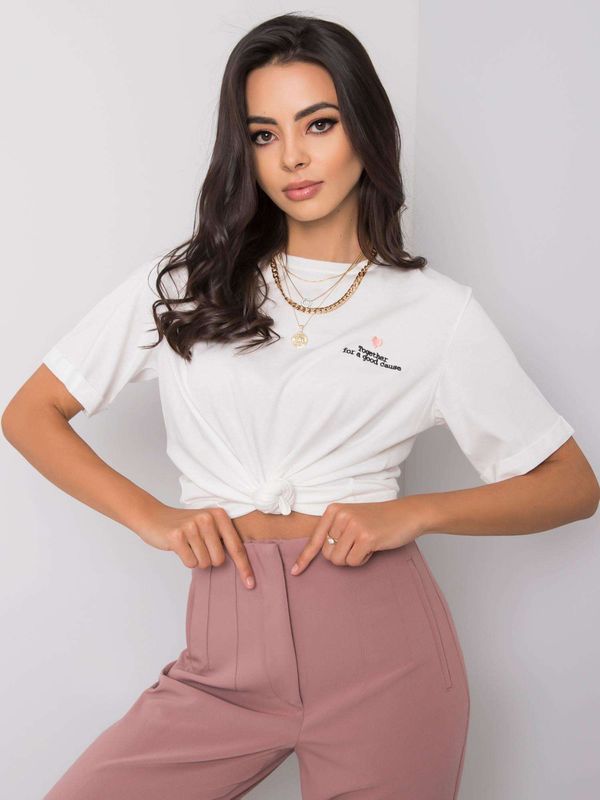 Fashionhunters Women's white T-shirt with embroidery