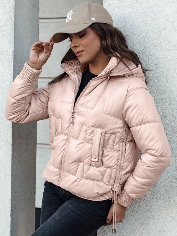 DStreet Women's winter jacket FASHWARM short quilted with hood pink Dstreet