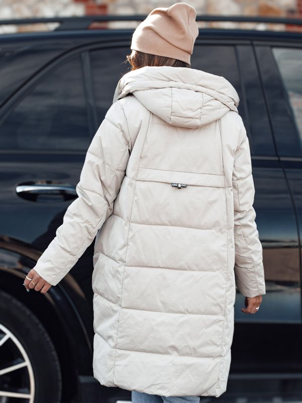 DStreet Women's winter jacket NORFFI long quilted with hood white Dstreet