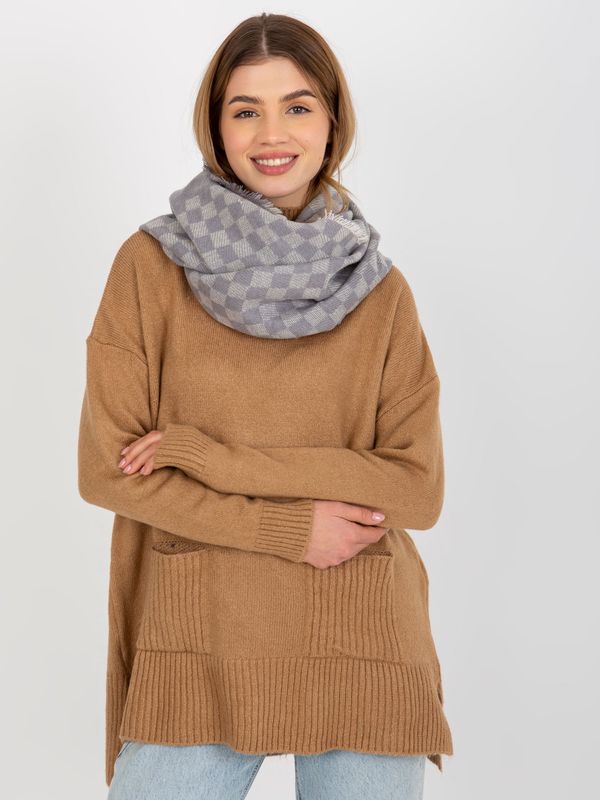 Fashionhunters Women's winter tunnel scarf with wool - gray