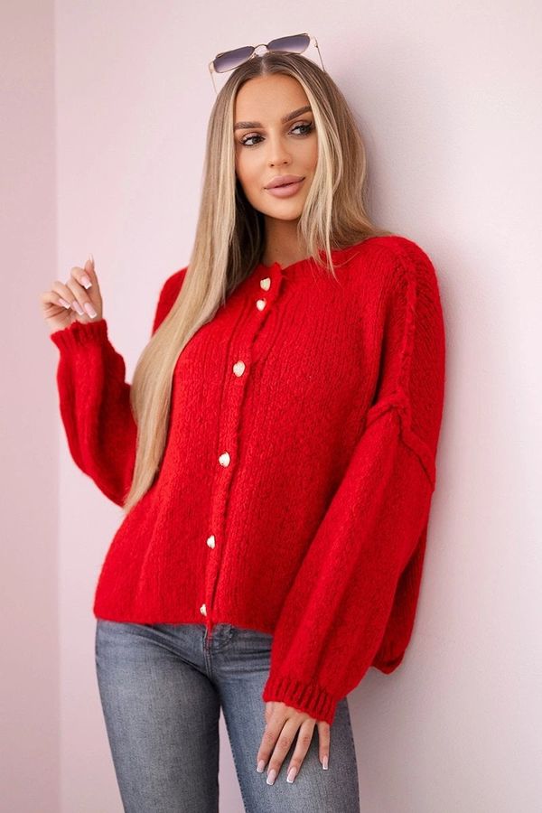 Kesi Wool sweater with decorative buttons red