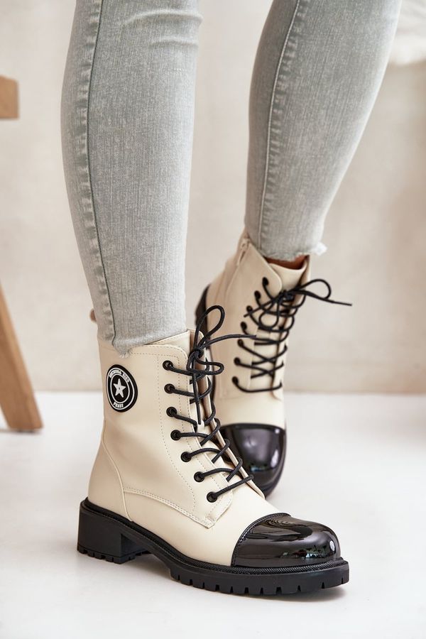 PH2 Workery ankle boots with zip insulated beige-black Soratta