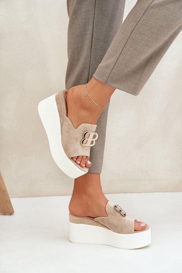WR1 WR1 Platform And Wedge Sandals With Decoration Beige Tanonea