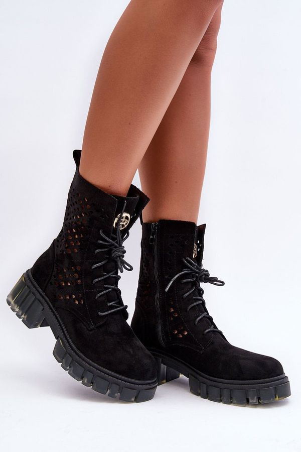 WS1 WS1 Lace-Up Booties Black Ideally