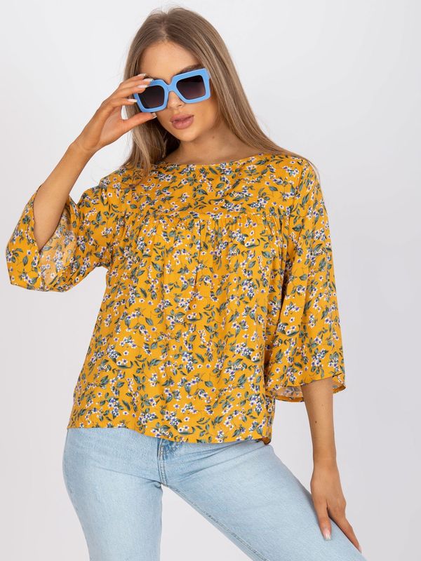 Fashionhunters Yellow blouse with floral print ZULUNA