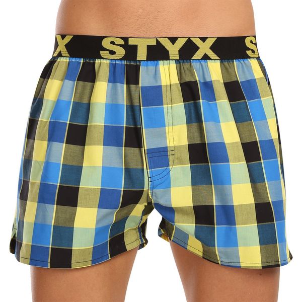 STYX Yellow-blue men's plaid boxer shorts Styx