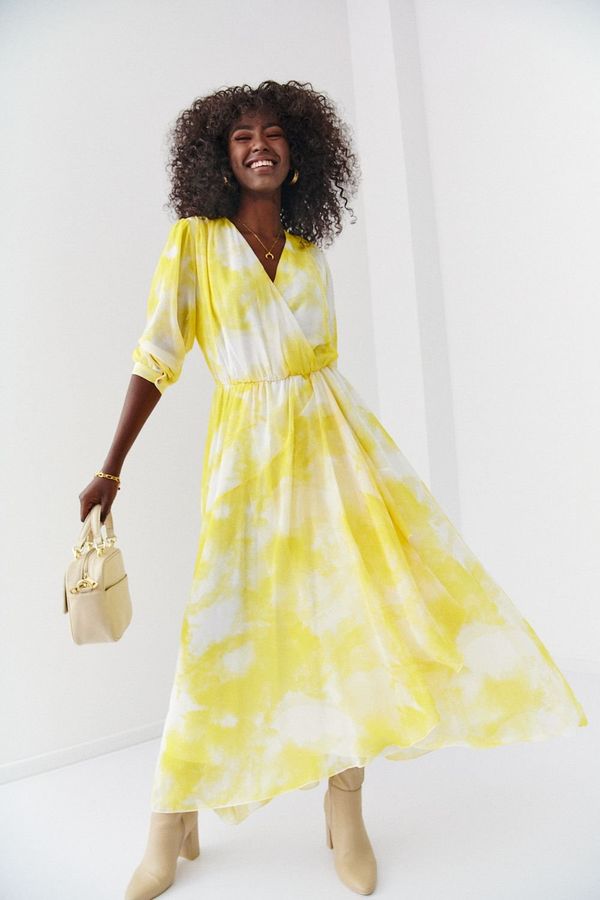 FASARDI Yellow chiffon maxi dress