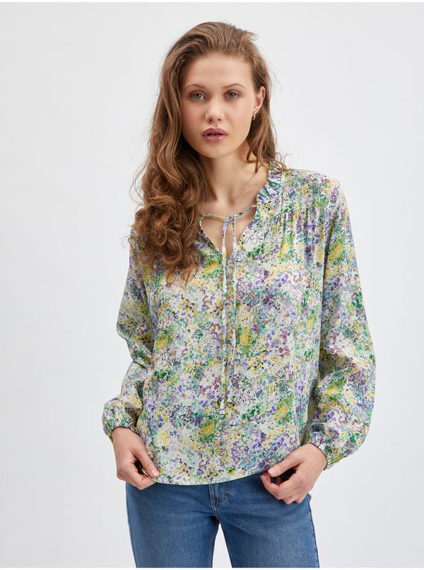 Orsay Yellow-green women's floral blouse ORSAY