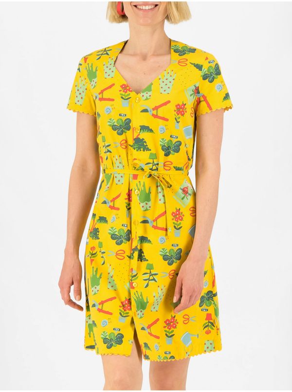 Blutsgeschwister Yellow Ladies Patterned Button-Down Dress Blutsgeschwister Fairy in The - Ladies