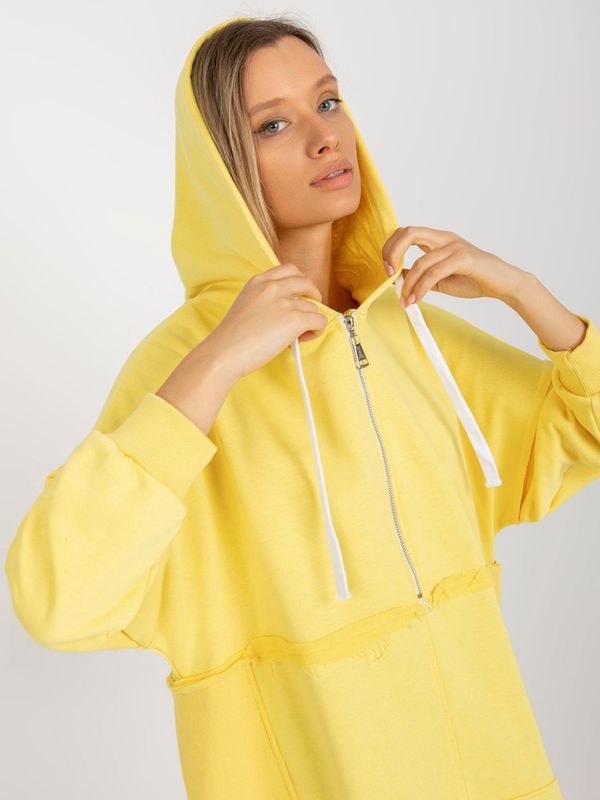 Fashionhunters Yellow oversized long hoodie with zipper