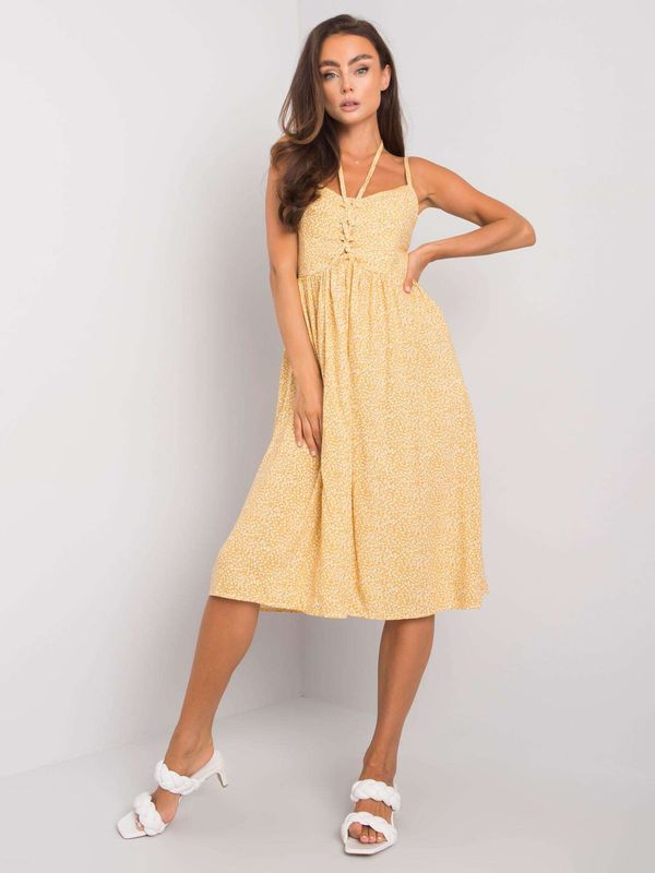 Fashionhunters Yellow patterned dress Fiorella RUE PARIS