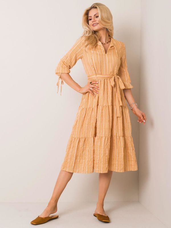 Fashionhunters Yellow striped dress