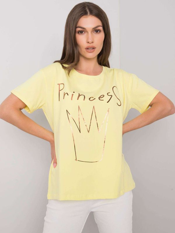 Fashionhunters Yellow T-shirt with Aosta print