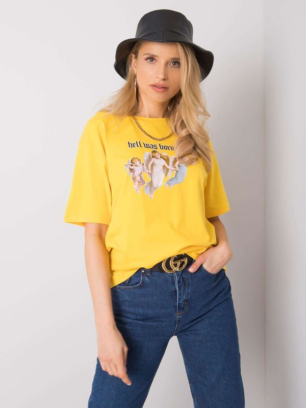 Fashionhunters Yellow T-shirt with print Jasmine RUE PARIS
