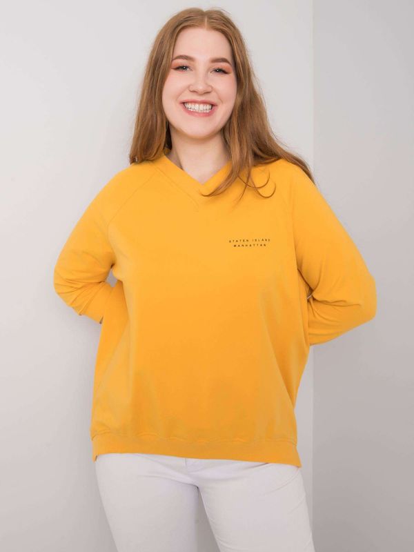 Fashionhunters Yellow V-size sweatshirt with V-neck.