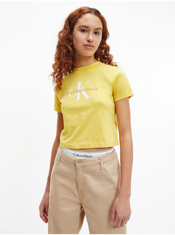 Calvin Klein Yellow women's T-shirt with Calvin Klein print - Women