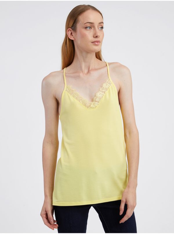 CAMAIEU Yellow Women's Tank Top with Lace CAMAIEU - Women