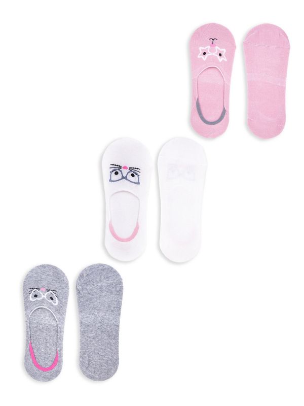 Yoclub Yoclub Kids's Girls' Ankle No Show Boat Socks Patterns 3-pack SKB-43/3PAK/GIR/001