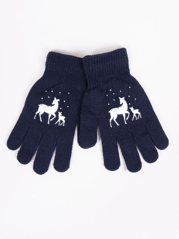 Yoclub Yoclub Kids's Girls' Five-Finger Gloves RED-0012G-AA5A-013 Navy Blue