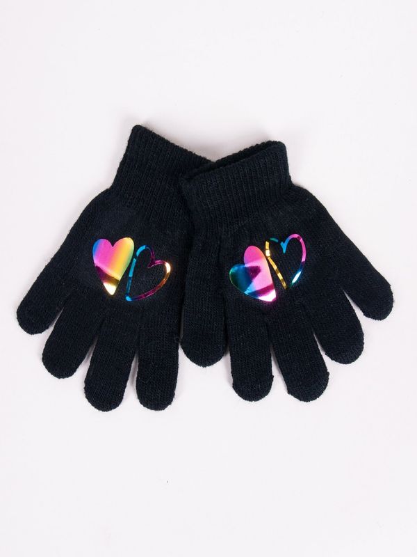Yoclub Yoclub Kids's Girls' Five-Finger Gloves With Hologram RED-0068G-AA50-004