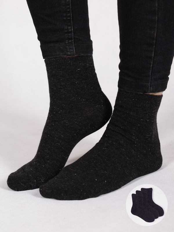 Yoclub Yoclub Kids's Girls' Socks Plain With Silver Thread 3-Pack SKA-0025G-3400