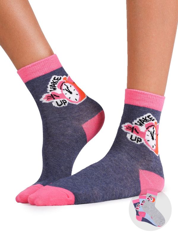 Yoclub Yoclub Kids's Girls' Socks Wake up 3-Pack SKA-0157G-A800