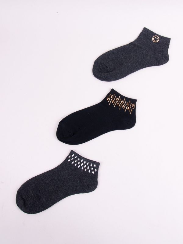 Yoclub Yoclub Woman's Women'S Socks With Crystals 3-Pack SKS-0001K-000B