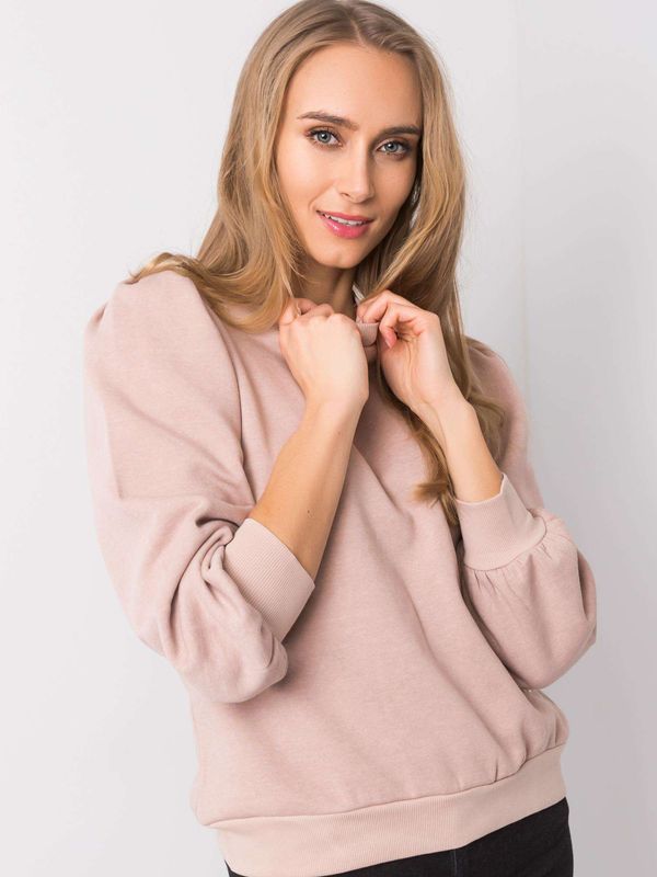 Fashionhunters YOU DON'T KNOW ME. Beige cotton sweatshirt