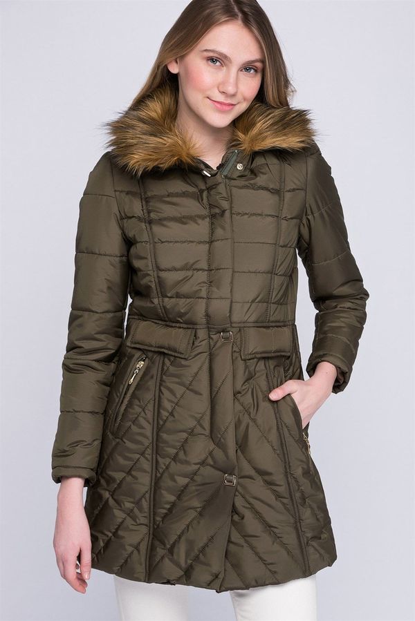 dewberry Z6430 DEWBERRY WOMEN'S COAT-KHAKI