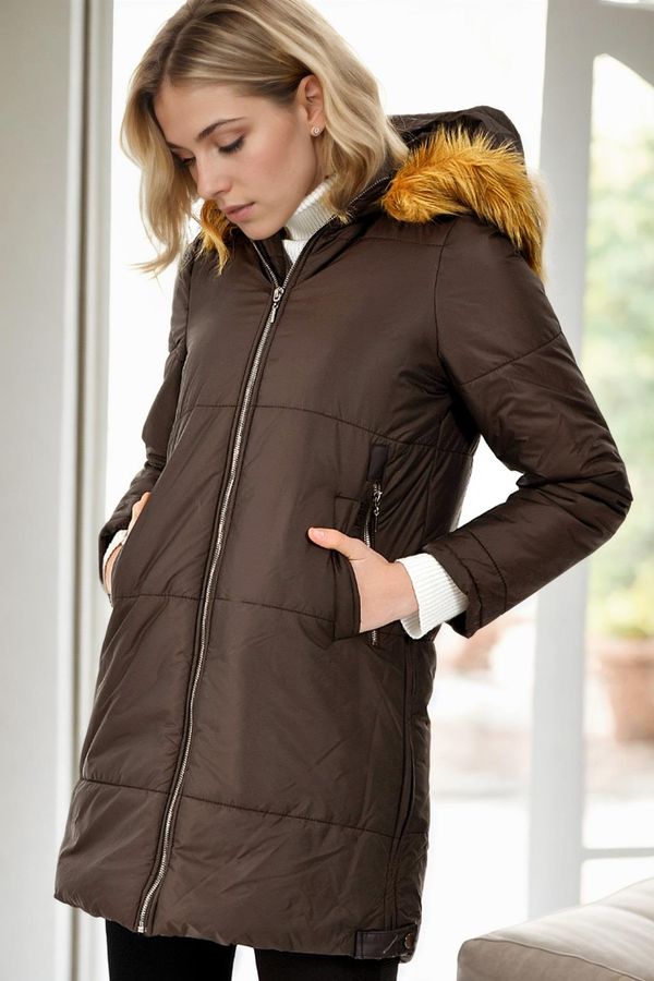 dewberry Z6590 DEWBERRY LADIES' COAT-COFFEE 1