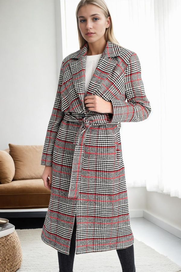 dewberry Z6622 DEWBERRY PLAID WOMEN'S COAT-PLAID 1