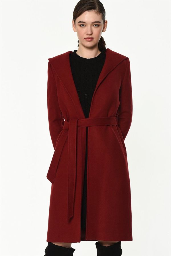 dewberry Z6630 DEWBERRY LADIES' COAT-BURGUNDY