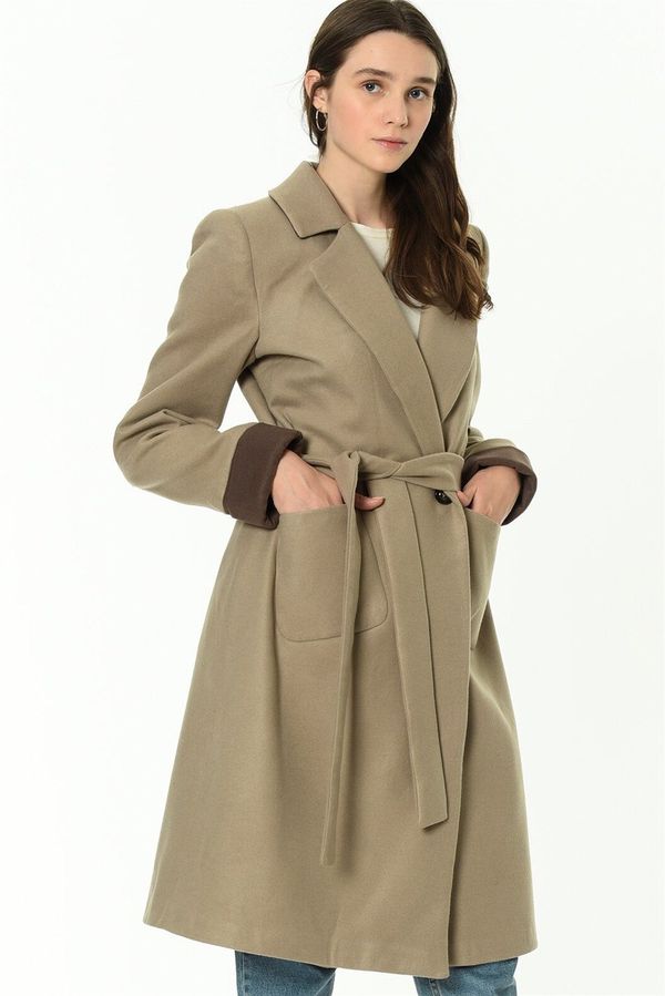 dewberry Z6640 DEWBERRY WOMEN'S COAT-BEIGE