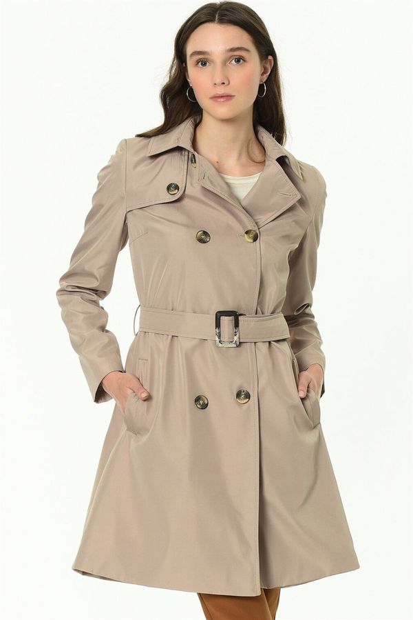 dewberry Z6642 DEWBERRY WOMEN'S TRENCH COAT-BEIGE