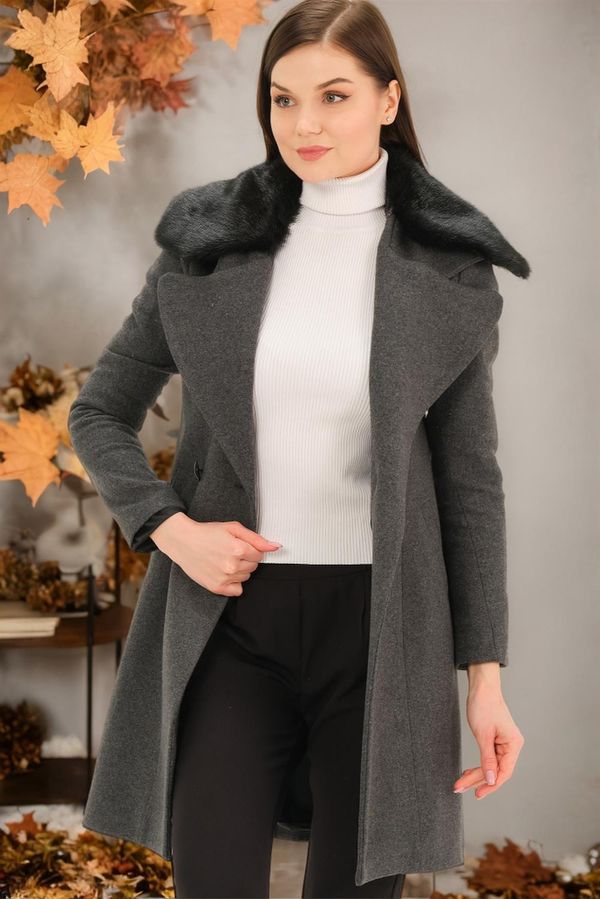 dewberry Z6643 DEWBERRY WOMEN'S COAT-FLAT OPEN ANTHRACITE