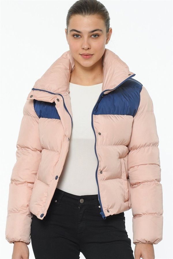 dewberry Z6649 DEWBERRY LADIES' COAT-PINK-PARLAMENT