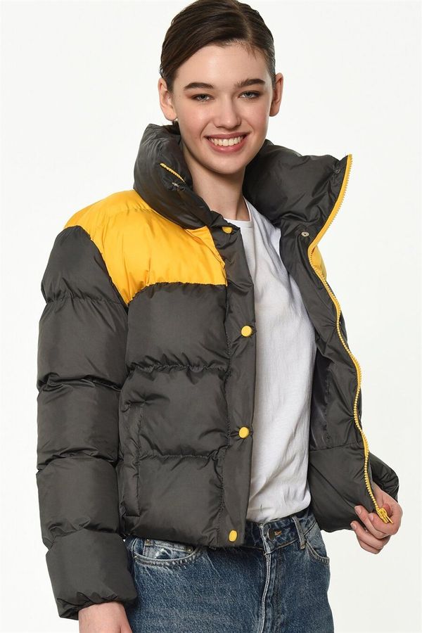 dewberry Z6649 DEWBERRY WOMEN'S COAT-ANTHRACITE-YELLOW