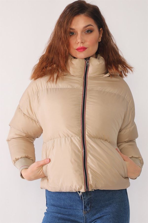 dewberry Z6650 DEWBERRY LADIES PUFFER COAT-BEIGE