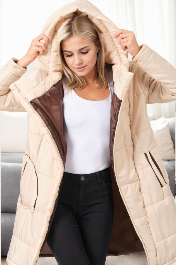 dewberry Z6652 DEWBERRY WOMEN'S COAT-BEIGE-1