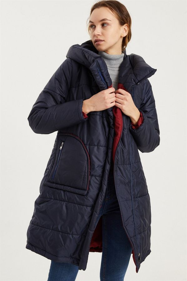 dewberry Z6652 DEWBERRY WOMEN'S COAT-NAVY BLUE