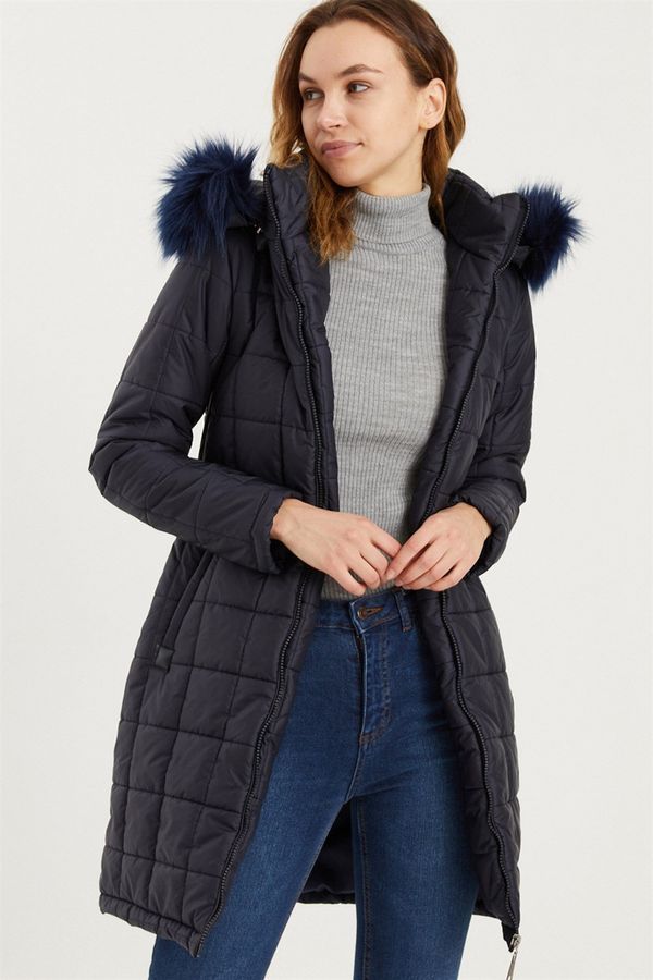 dewberry Z6653 DEWBERRY WOMEN'S COAT-NAVY BLUE