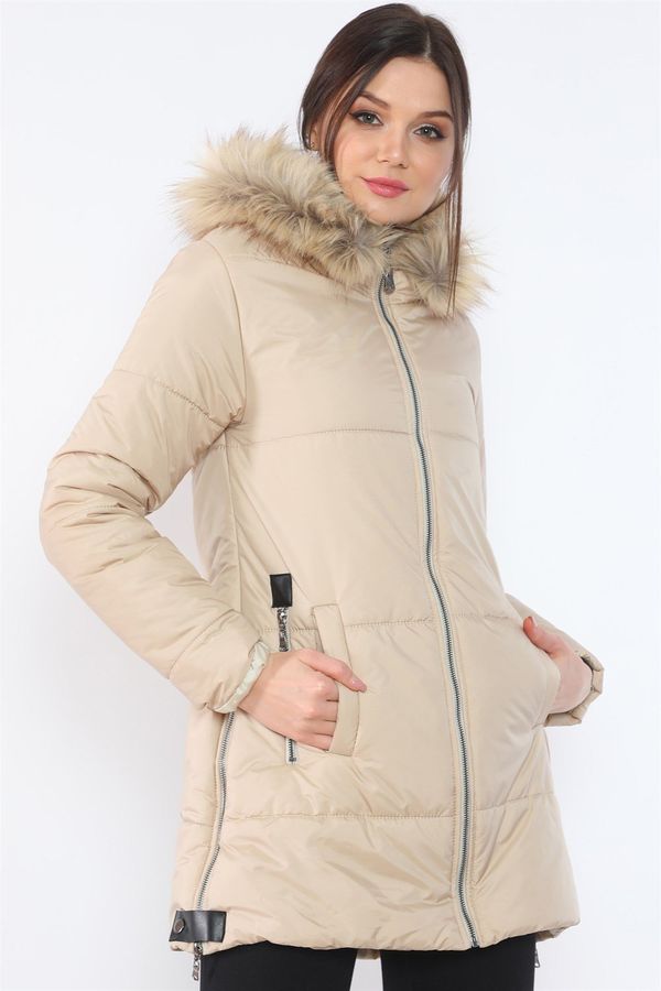 dewberry Z6668 DEWBERRY WOMEN'S COAT-BEIGE