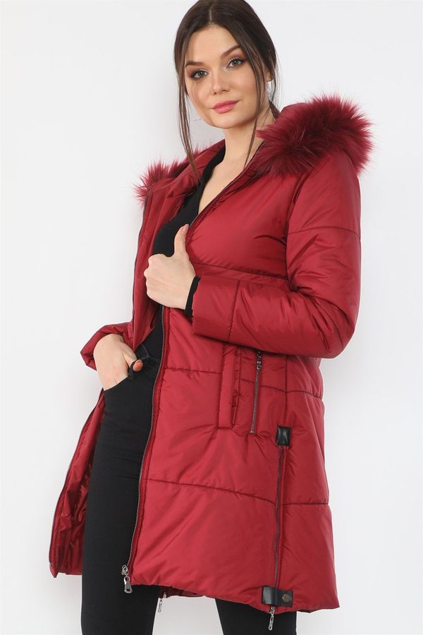 dewberry Z6668 DEWBERRY WOMEN'S COAT-BURGUNDY