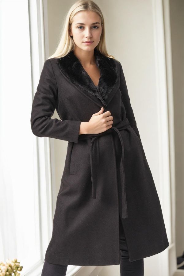 dewberry Z6671 DEWBERRY WOMEN'S COAT-BLACK-1