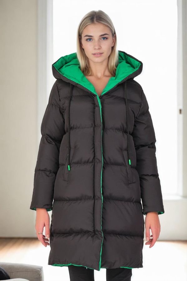 dewberry Z6687 DEWBERRY WOMEN'S COAT-BLACK-GREEN-1