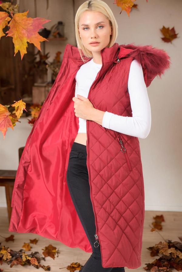 dewberry Z6718 DEWBERRY WOMEN'S VEST-PLAIN BURGUNDY