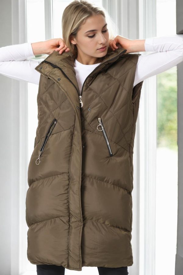 dewberry Z6743 DEWBERRY WOMEN'S VEST-KHAKI-1