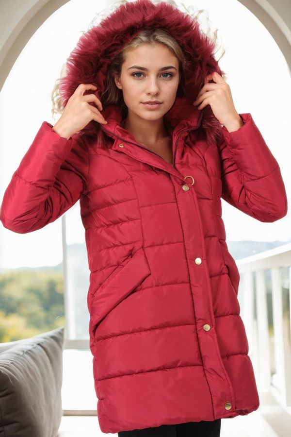 dewberry Z6745 DEWBERRY WOMEN'S COAT-BURGUNDY-1